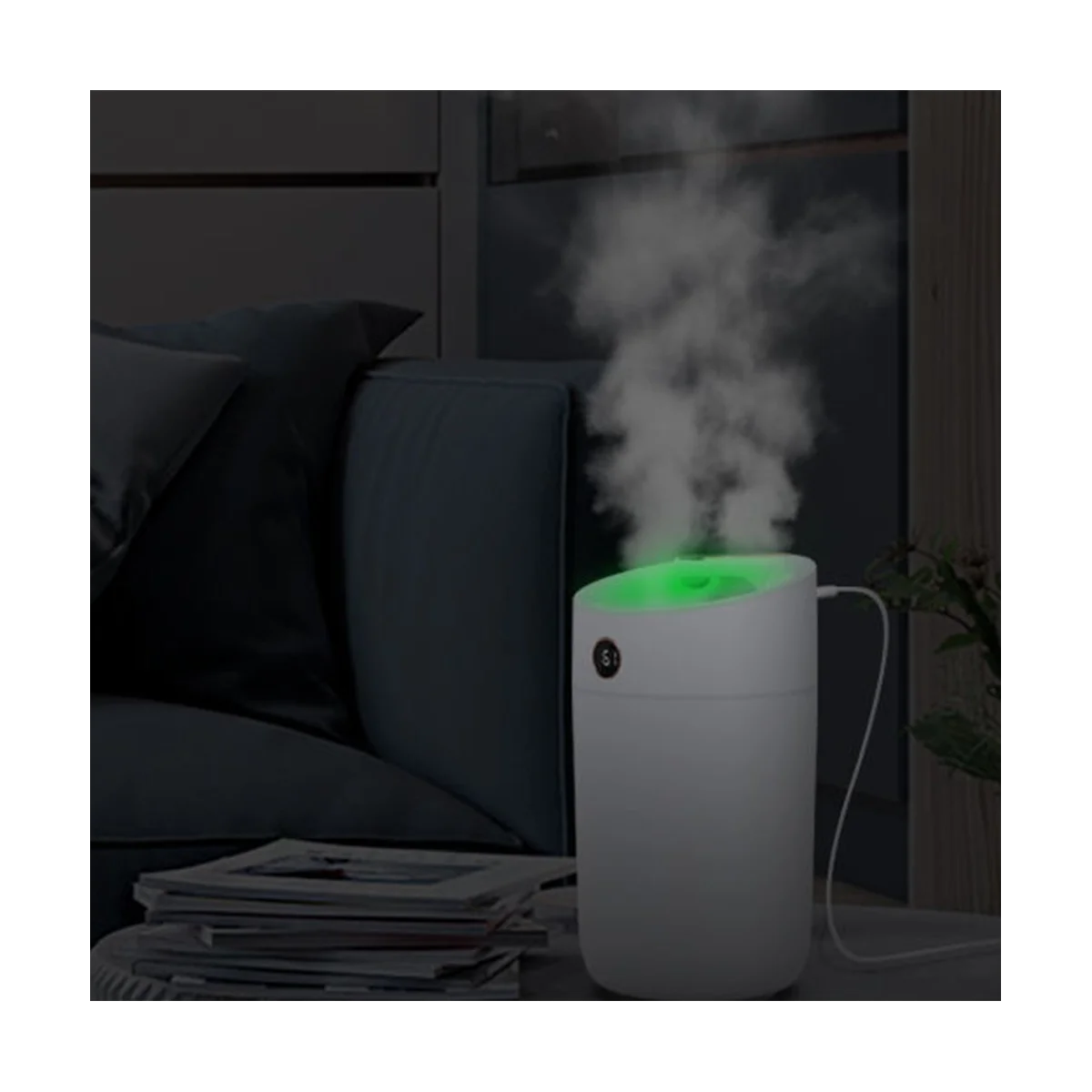 

Air Humidifier Colorful Light Mute USB Fogger Purifier for Car Green