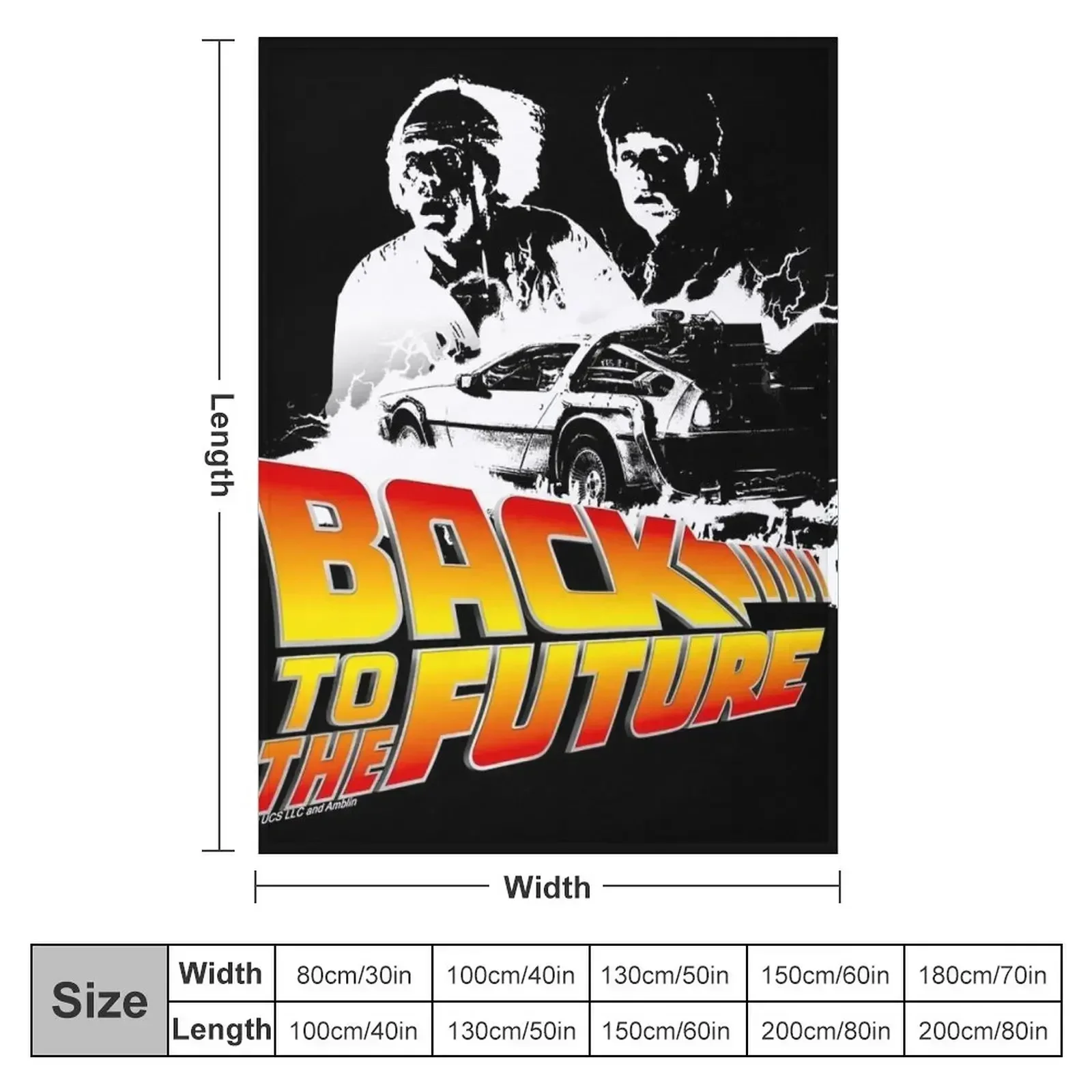 Back to the Future - DeLorean Fire Tracks, Marty and Doc Stencil Fan Art Throw Blanket For Decorative Sofa Blankets