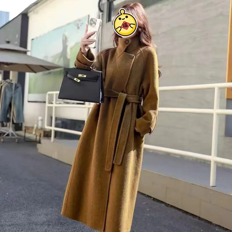 Explosive 2023 new double-sided wool coat long Korean version loose casual woolen coat in stock