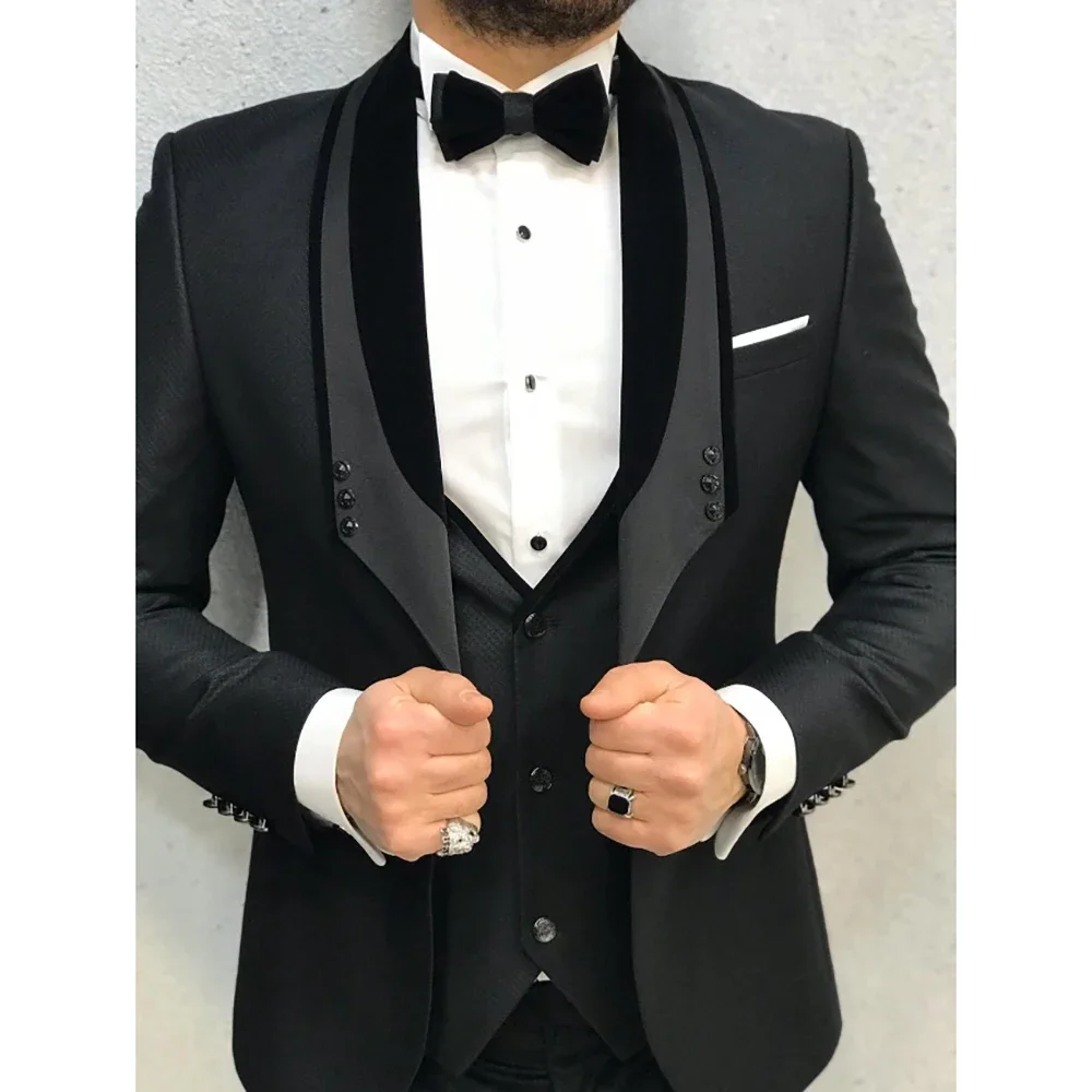 2023 Luxury Blazer Men Suits Terno Wedding Groom Three Piece Jacket Pants Vest Formal  Waistcoat Elegant Costume Hombres