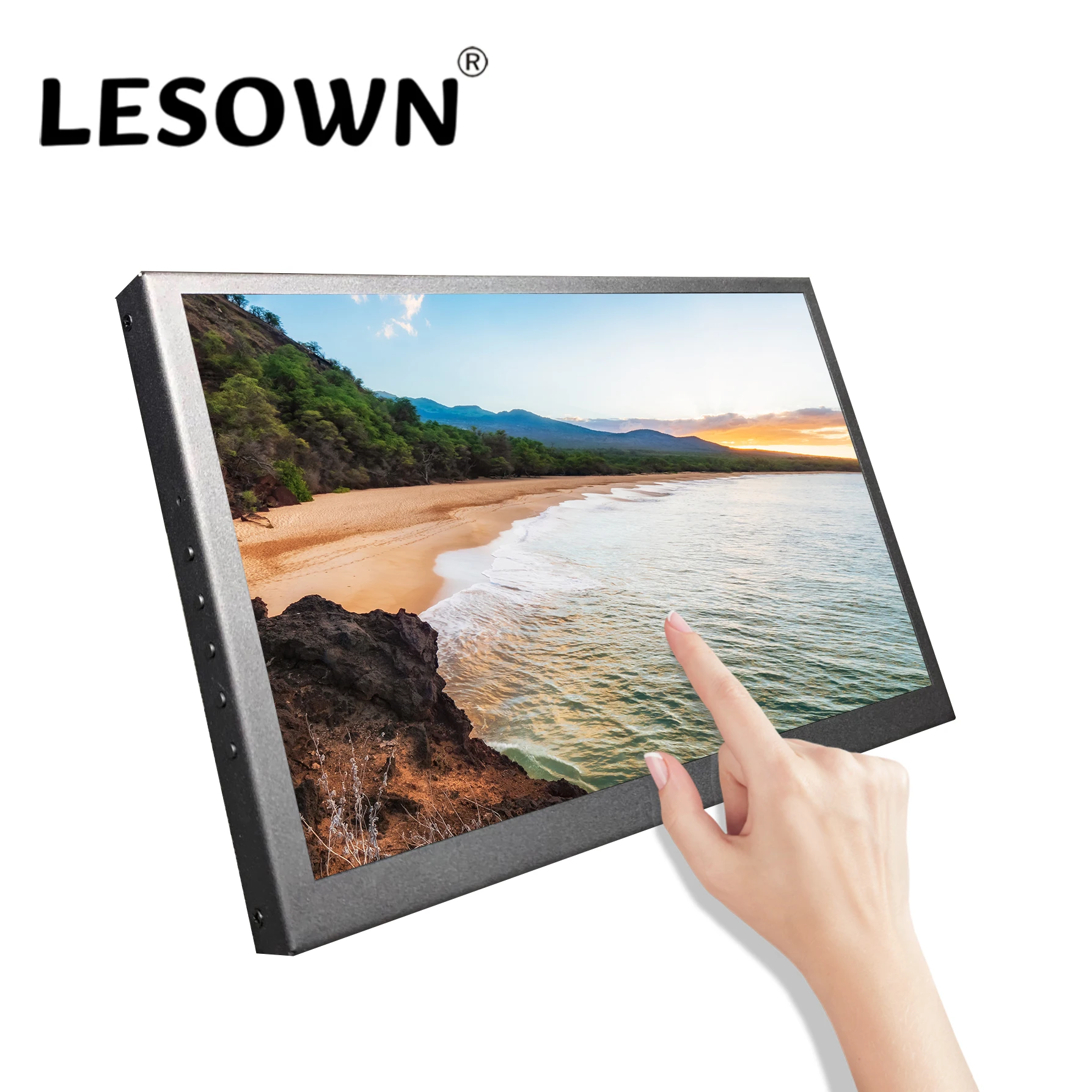 

LESOWN Small Touchscreen Monitor 7 10.1 inch IPS 1024x600 HDMI Wide Screen LCD Display with Stand Speakers for Laptop PC Windows