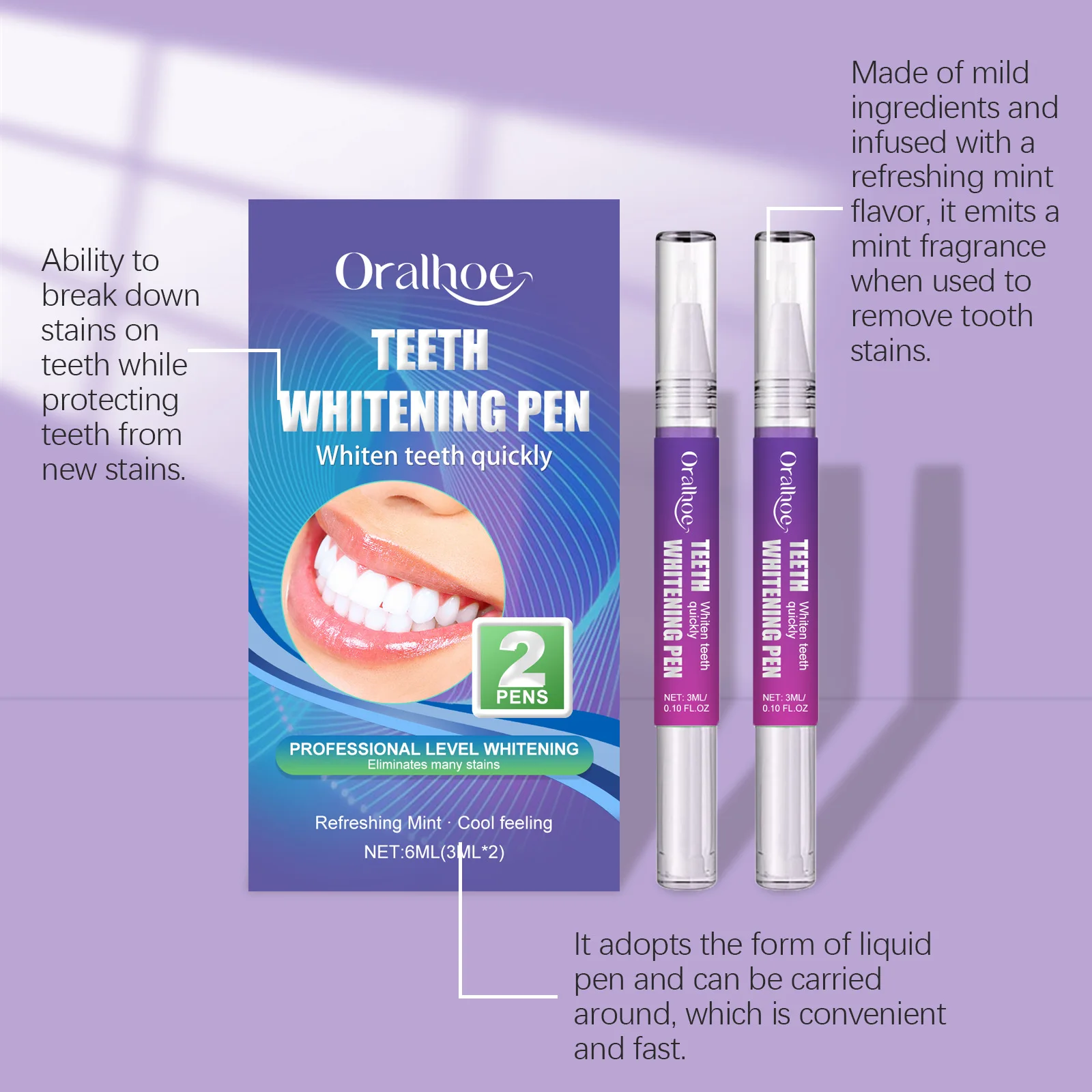 ORALHOE Instant Teeth Whitening Gel Pen Fast Whitening Remove Coffee Tea Stains Painless Gum Safe