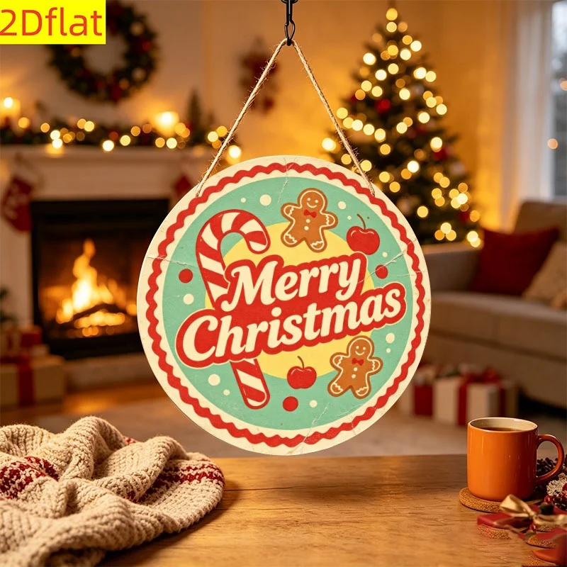 2D Flat, 2D Flat Wooden Round Hanging Sign, 1pc Per Pack. Perfect for Halloween, Christmas, Thanksgiving, and Autumn Harvest Sea