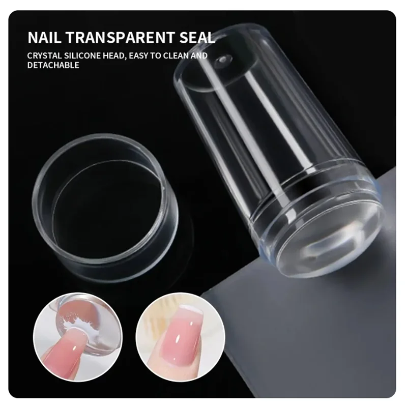 1 Sets of Silicone Transparent Seal Head Large Scraper Nail Color Transfer Tool Nail Art Template Molds Clear Nail Art Stamper