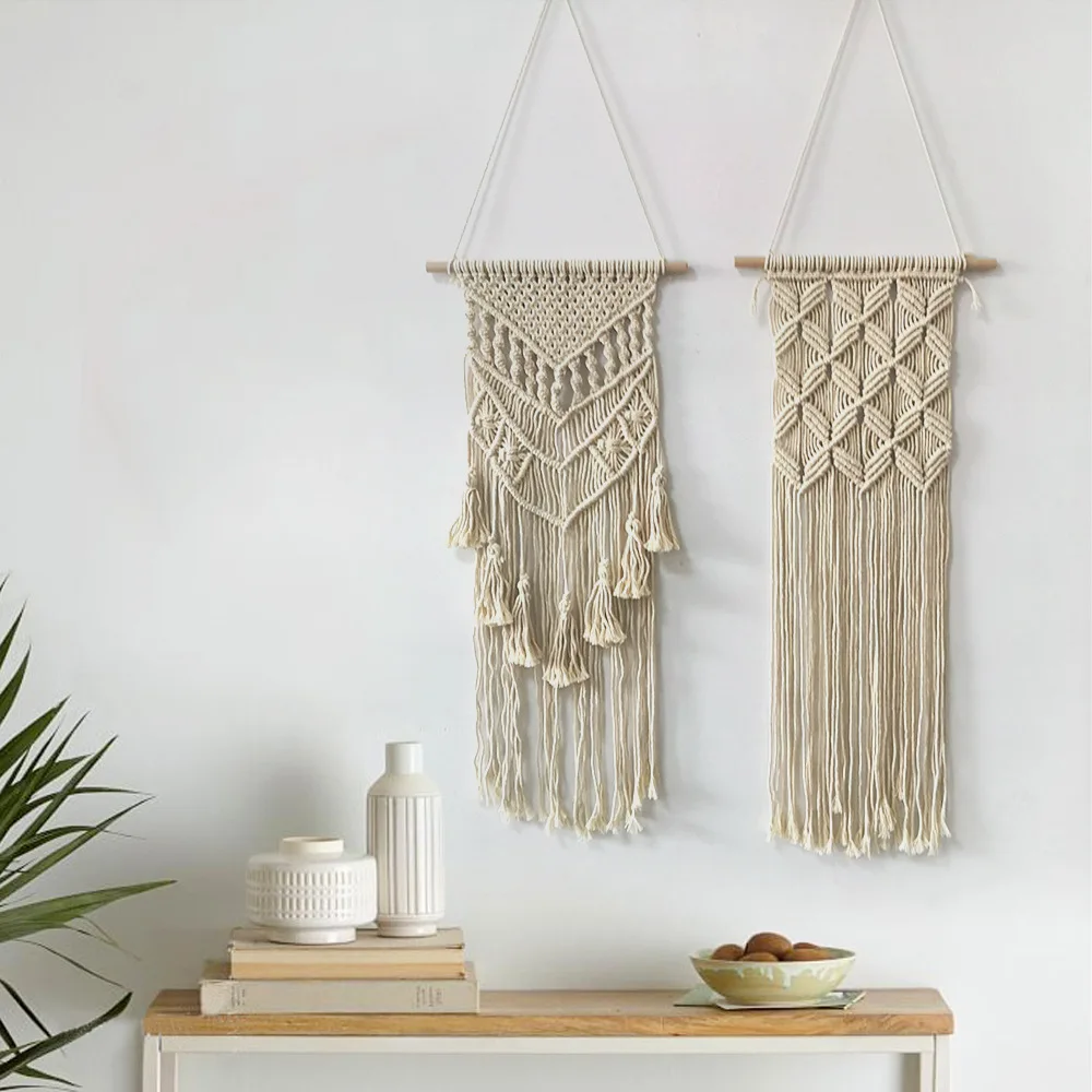 

Macrame Wall Hanging Boho Hand-made Tapestry Woven Aesthetic Wall Tapestry Home living Room Wedding Decoration Gift