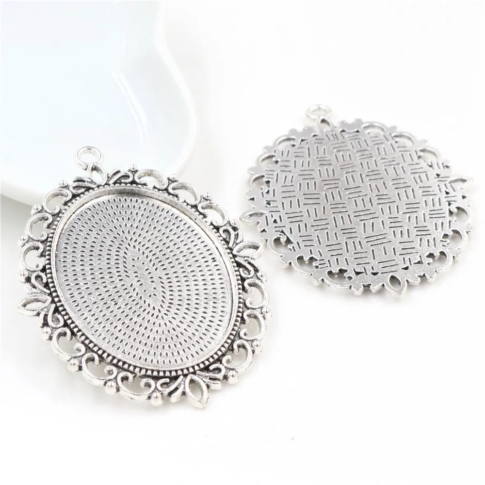 Nowa moda 5 sztuk/partia Fit 30x40mm wewnętrzny rozmiar Cameo Cabochon 7 kolory Plated Cabochon baza ustawienie Charms wisiorek — zdjęcie 4