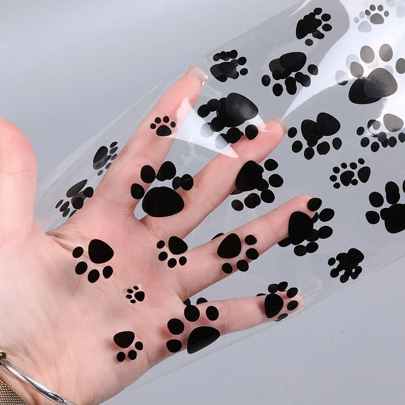 50pcs Pet Paw Print Cellophane Bags Heat Sealable Treat Candy Bags Dog Cat Gift Bags with Twist Ties Birthday Party Favor Supply