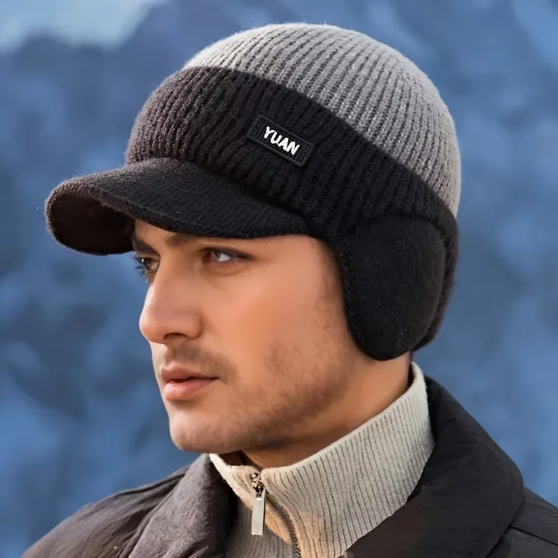 1-5PCS Dual Tone Knit Dad Hat with Ear Protection Warm Baseball Cap Outdoor Fashionable for Men Couples Daily Gift Casual