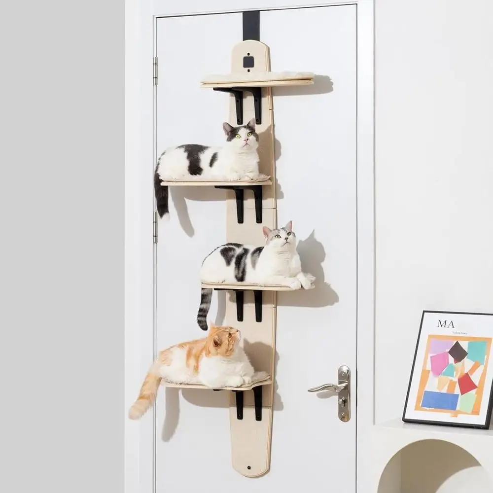Multi-Level Hanging Door Cat Tree with 4 Perches and Removable Mat, Basic Model