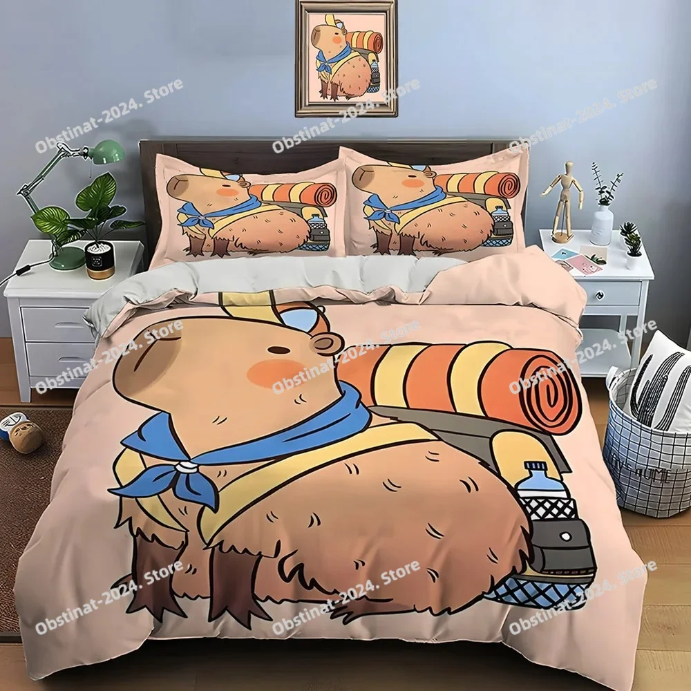 

Cute Cartoon Capybara Print Bedding set Printed Duvet Cover Pillowcase Single Double Queen Super King Size Sets