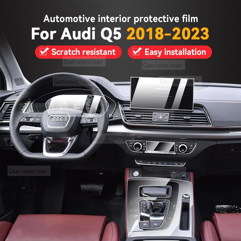 

For Audi Q5 2018-2023 2022 Sprotback Car Multimedia Screen Center Gear Panel Transparent TPU Automotive Interior Protective Film