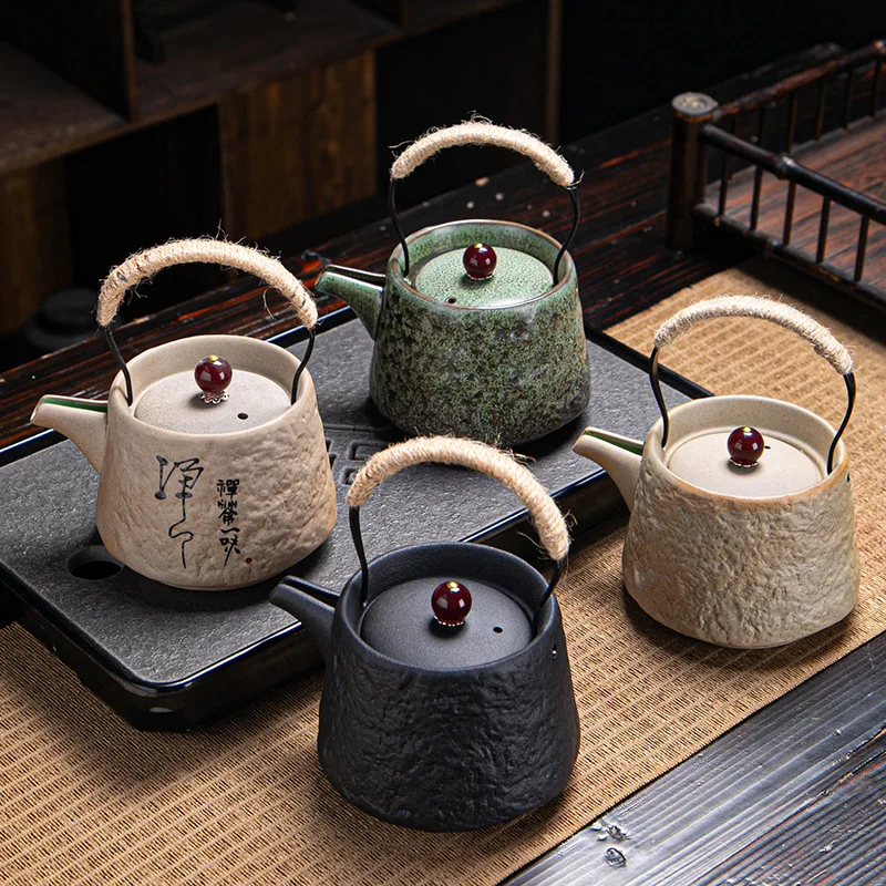 

Retro Japanese Kungfu teapot ceramic tea set coarse ceramic beam teapot single pot convenient teapot