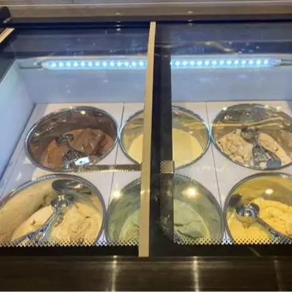 Ice Cream Display Cabinet Stainless Steel Hard Ice Cream Showcase 6 Round Barrels 6 Square Barrels Freezer 190W