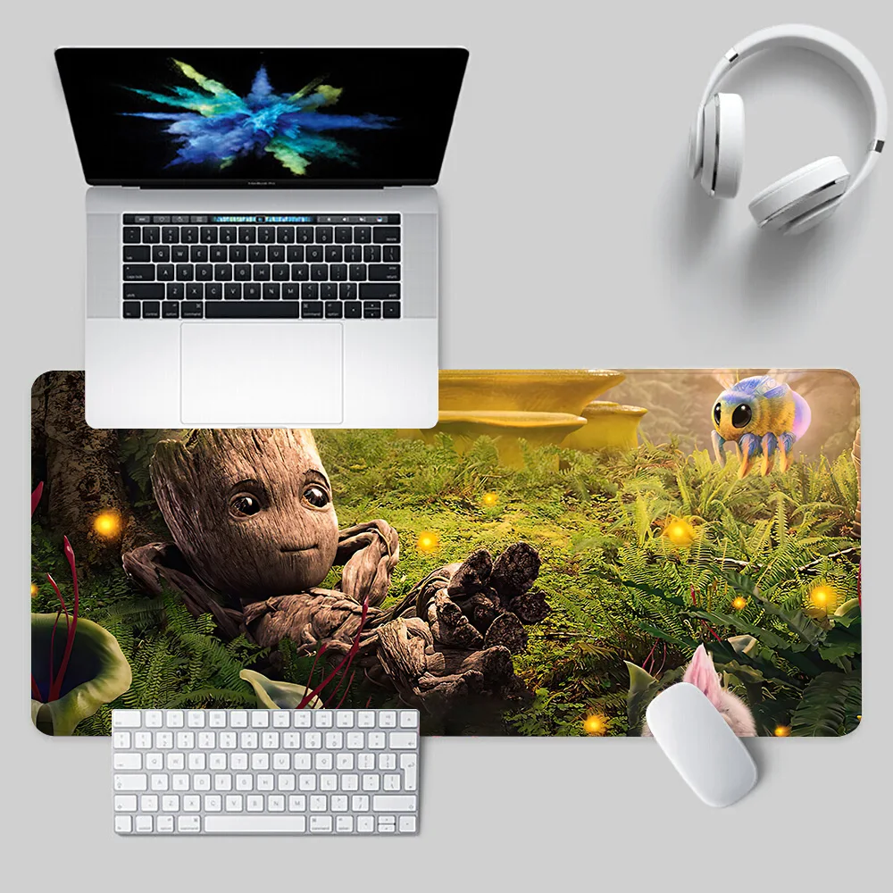 Baby Groots Mousepad HD-Druck Computer Gamer Locking Edge Rutschfestes Mauspad XXL90x40cm Tastatur PC Schreibtischunterlage