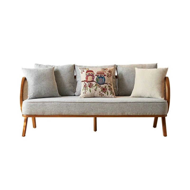 

Wabi-sabi wind, living room, sofa, Japanese style, household, solid wood, rattan, sofa, homestay