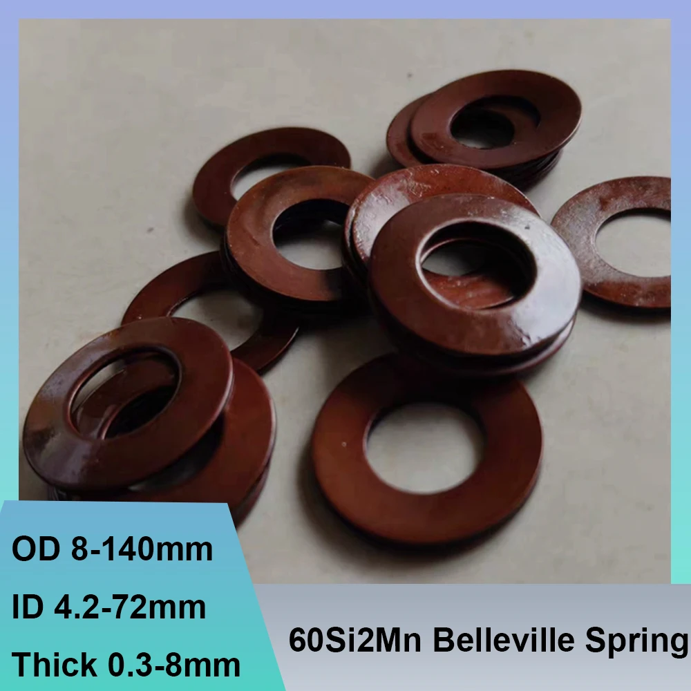 60Si2Mn Belleville Spring Washer Outer Diameter 8-140mm Inner Dia 4.2-72mm Thickness 0.3-8mm Compression Anti Vibration Spring