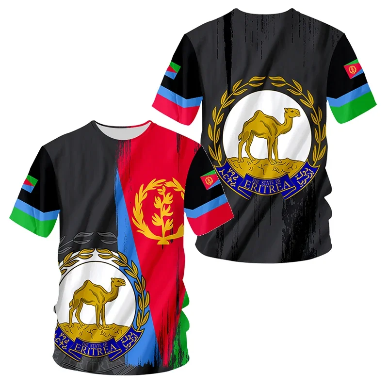 Eritrea Map Eritrean Flag T Shirt Men Africa Unisex Graphic T Shirts Short Sleeve T-shirts Streetwear Summer Men Clothing Male