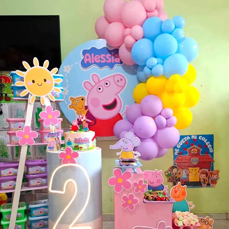 Peppa Pig Folien-Cartoon-Ballons Bogen-Girlanden-Set Latex-Ballons Jungen Geburtstagsparty Deko Geschenke Baby-Shower-Zubehör