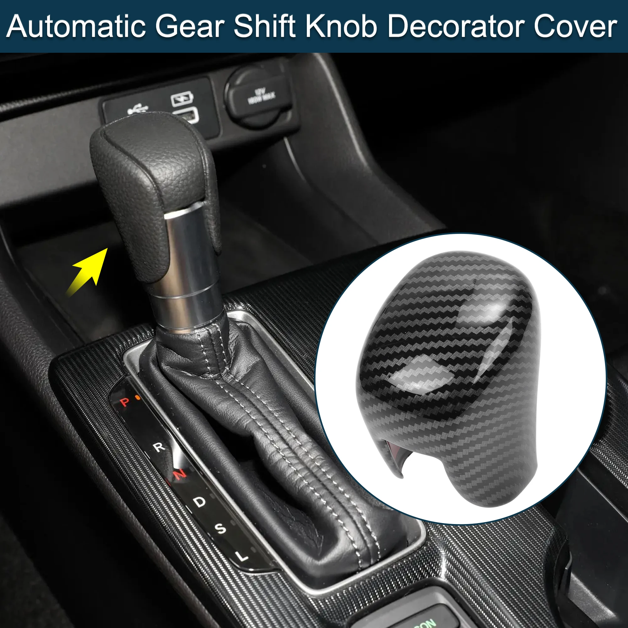 

UXCELL Automatic Gear Shift Knob Decorator Cover for Honda Civic 22-25 Black Console