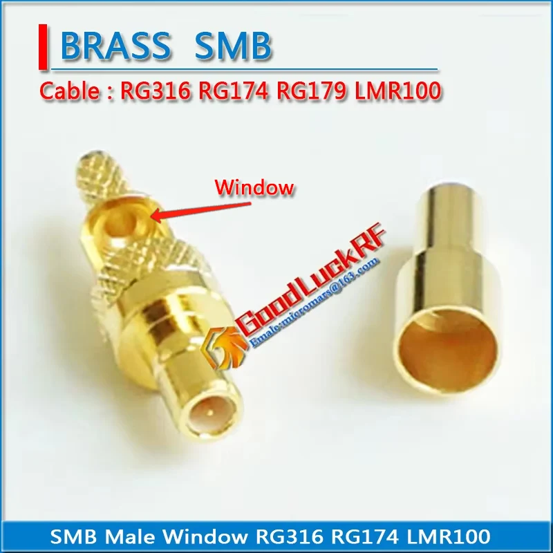 SMB Male Window needle Crimp For RG316 RG174 RG179 LMR100 Cable Straight 50 ohm Copper RF Connector Adapters Socket
