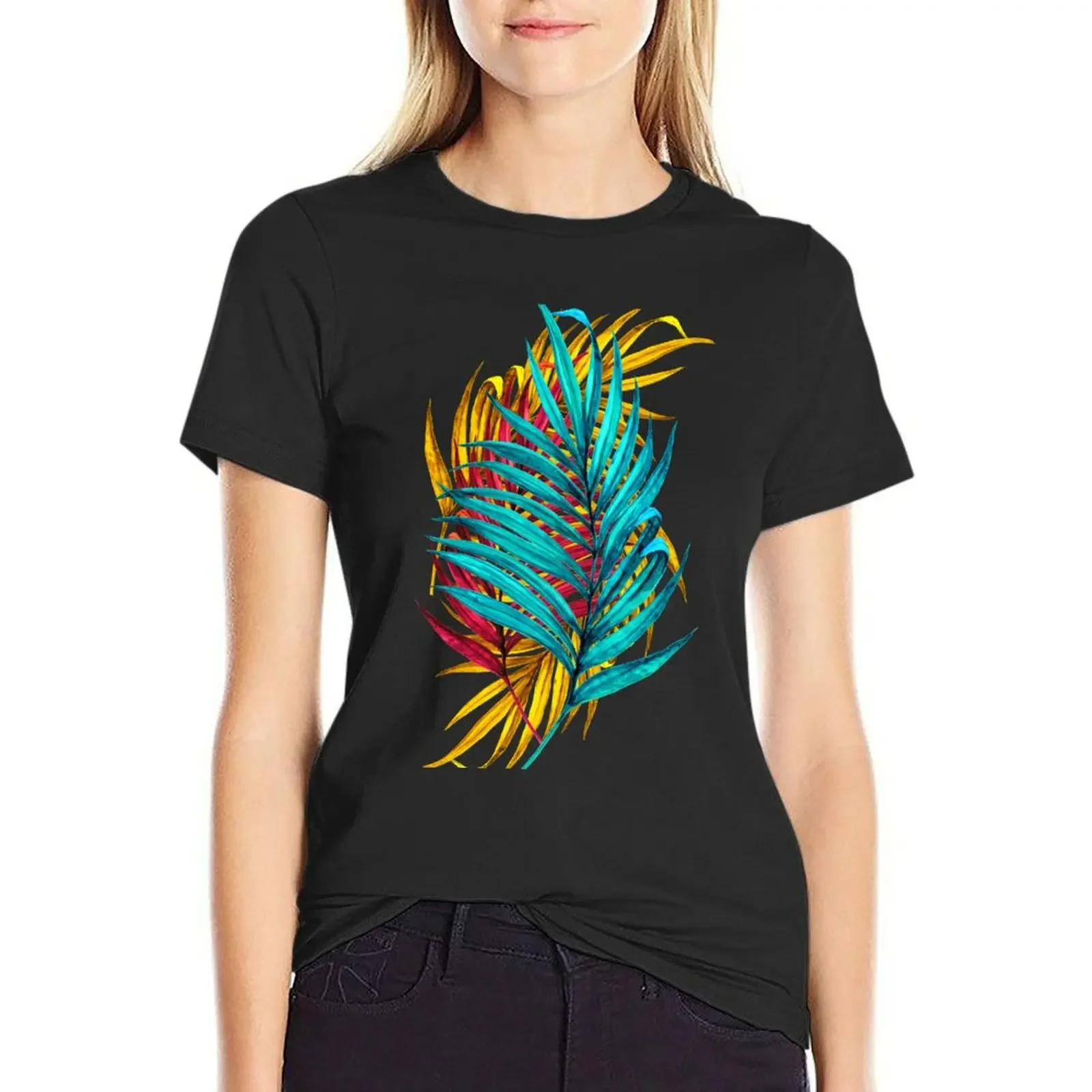 Colorful Palm Leaves T-Shirt tees shirts graphic tees cute tops t-shirts for Women loose fit