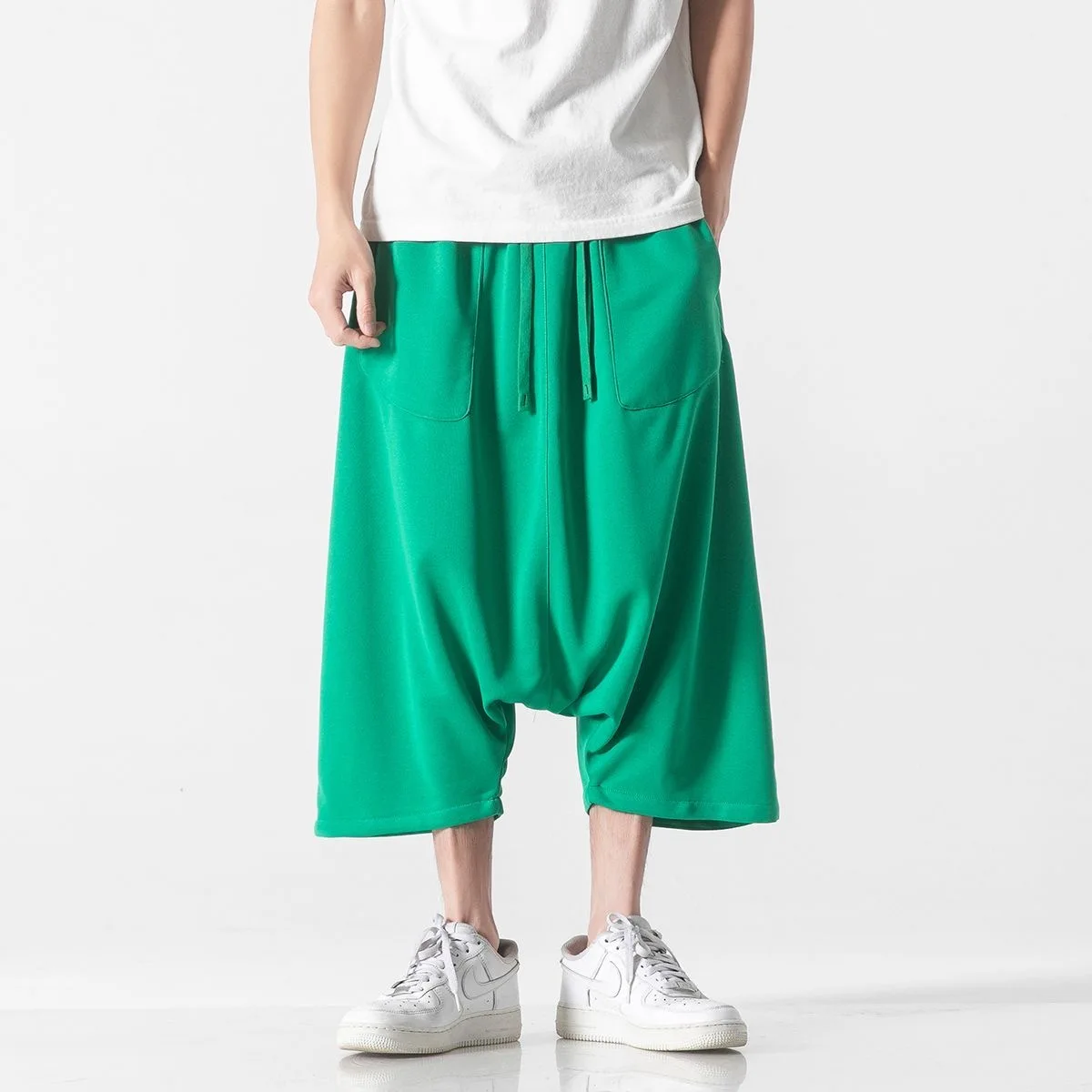 Men Summer Harem Shorts Style Drop Crotch Chinese Nepal Ethnic Travel Club Casual Relax Leisure Shorts Male Sexi Trendy Shorts
