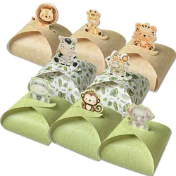 8Pcs Carton Animal Candy Boxes Tiger/Lion/Monkey/Zebra Cookie Box For Jungle Forest Birthday Party Decoration Sweets Packaging