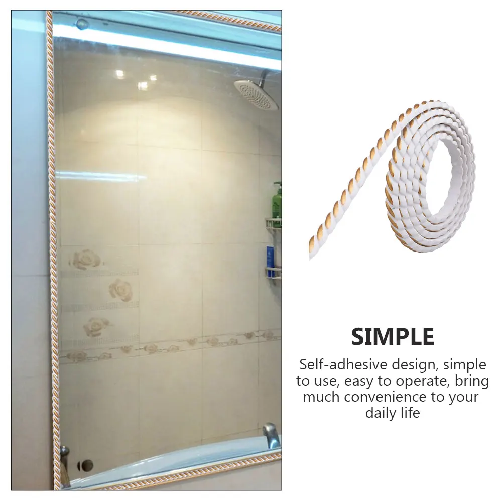 

Flexible Molding Self-Adhesive Wall Corner Trim Decorative Mirror Frame Edging Strip For Cabinet Tile Edge Peel Stick