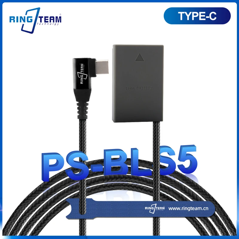 

USB C Type-C Braided Cable to BLS-5 Dummy Battery BLS 5 for PEN E-PL2 E-PL5 E-PM2 Stylus 1 1s OM-D E-M10 E-M10 Mark II III