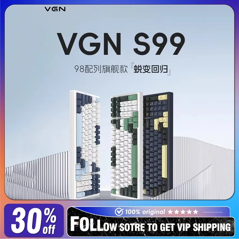 

Vgn S99 Mechanical Keyboard RGB Wireless Three Mode Hot-swappable Gasket Hot Swap Customized Pc Office Gaming Accessories Gifts