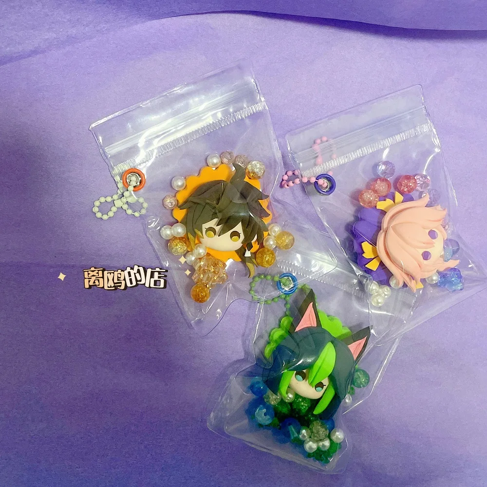 Genshin Impact Ambitus Zhongli وكيس الحلوى مثل الزملاء قلادة يدوية الصنع مغناطيس الثلاجة تزيين الرسوم المتحركة اللطيفة