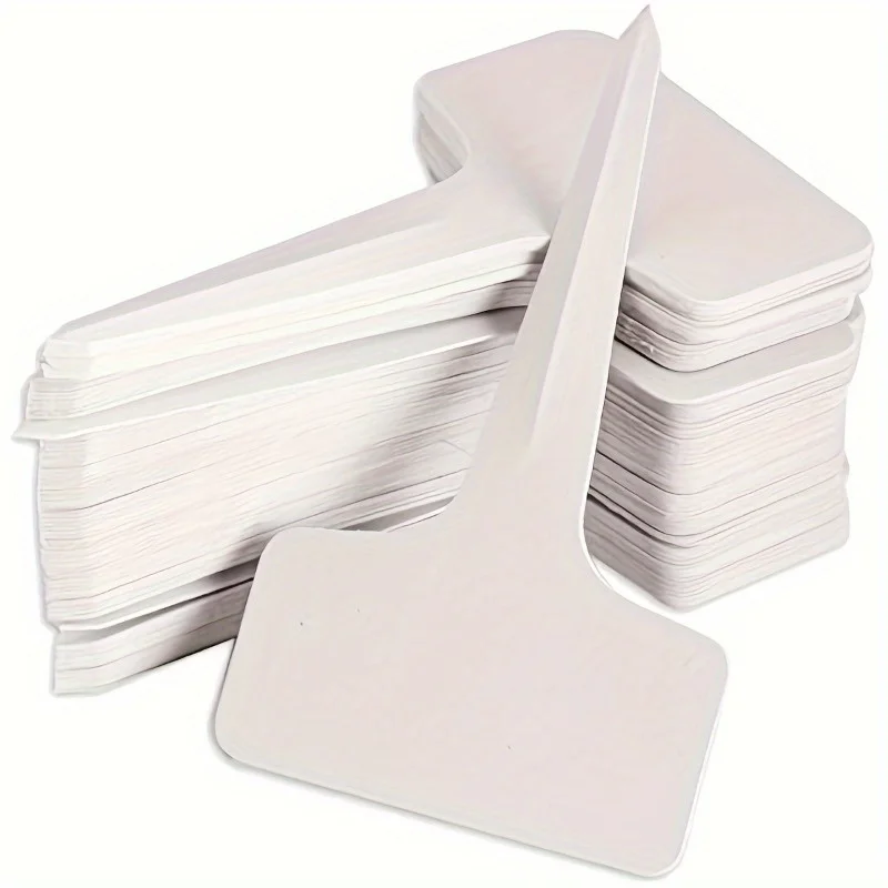 100pcs Reusable T-Shaped Garden Labels - Durable Waterproof Plastic Plant Markers with Easy-to-Write Surface, Plant Markers
