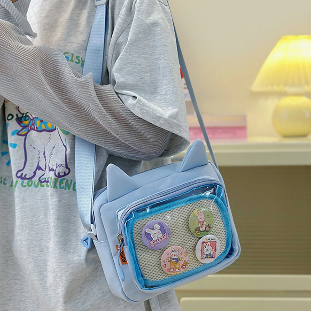 

Прозрачная сумка-кроссбоди, сумка-ита-бэг, с прозрачным окном для демонстрации аниме-значков и мерча, сумка для косплея и фан-мерча.