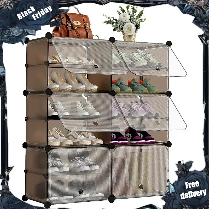 

6 Tier Shoe Rack Storage Cabinet for Entryway 24 Pair Plastic DIY Freestanding Organizer Shelves for Closet Bedroom Hallway