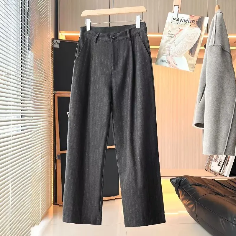 

Jenny&Dave Women's Pants,Woman Clothes Minimalist Fashion Women's Commuting Striped Trousers Wool Blended Striped Casual Pants