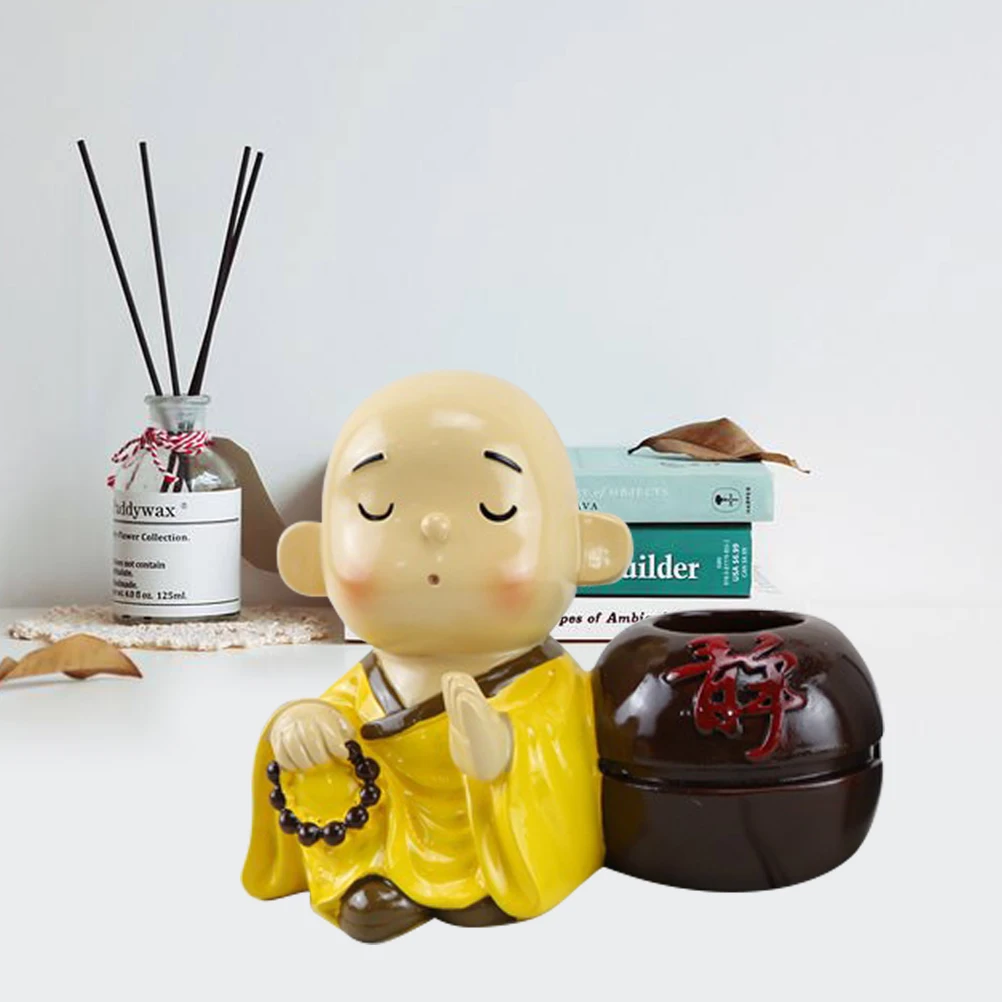 

Resin nament Desk Decor Exquisite Storage Monk Craft Pen Holder Office Adornment Cute Design Creative Home Accessories