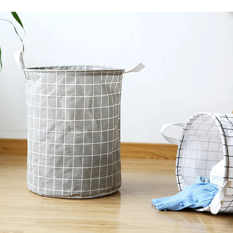 Portable Print Laundry Basket Foldable Laundry Basket Storage Bag Home Cotton Linen Hamper For Kids Toys Dirty Clothes Organizer