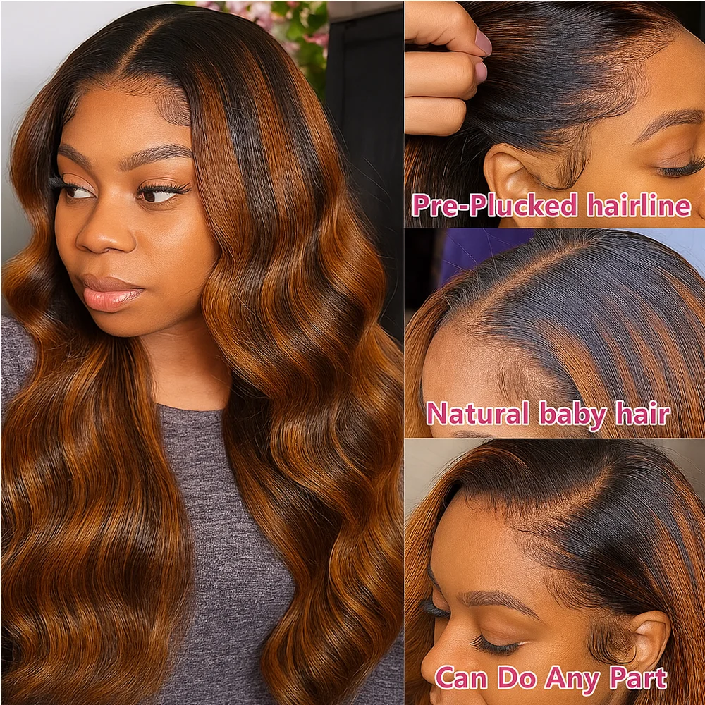 5x5 # 4/350 تسليط الضوء على الباروكات غلويليس الباروكات تسليط الضوء على الزنجبيل مع الجسم موجة الدانتيل الباروكات شعر الإنسان مع شعر الطفل للنساء