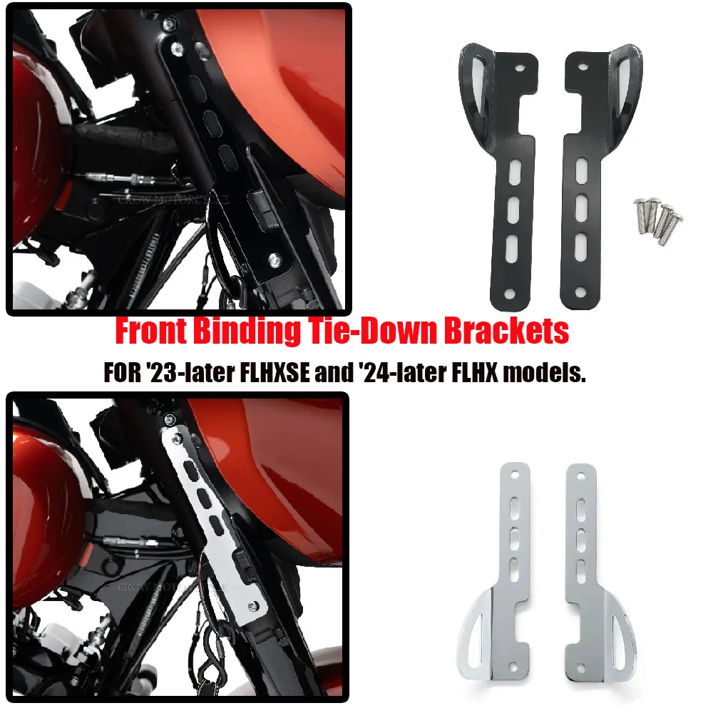 

Motorcycle Black Front Binding Tie-Down Brackets Accessories NEWTwo-ToneFOR Harley Road Glide FLTRXSE 2023 SLHT Steet Glide 2024