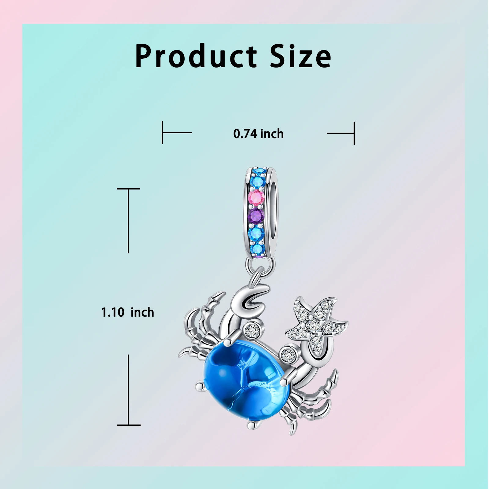 925 فضة Crab نجم البحر الأزرق الماس قلادة Charm للنساء ، يناسب أساور باندورا الأصلي ، DIY بها بنفسك مجوهرات هدية