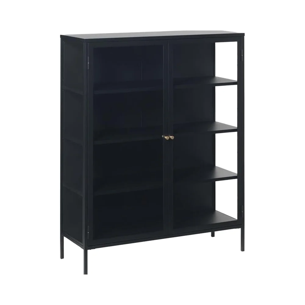 # Meuble de salon moderne en métal et verre, vitrine en acier noir pour la maison