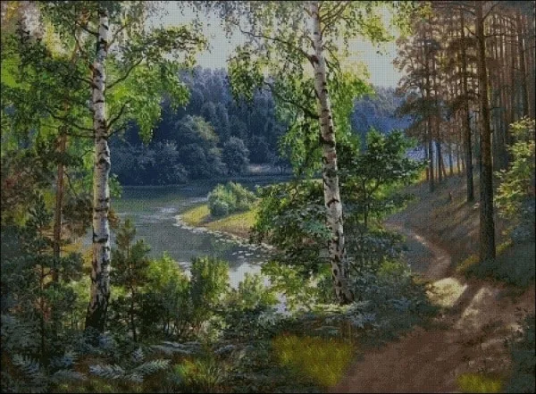 

Лесной речной пейзаж 18CT 16CT 14CT без печати наборы для вышивки крестом искусство вышивки DIY рукоделие ручной работы домашний декор