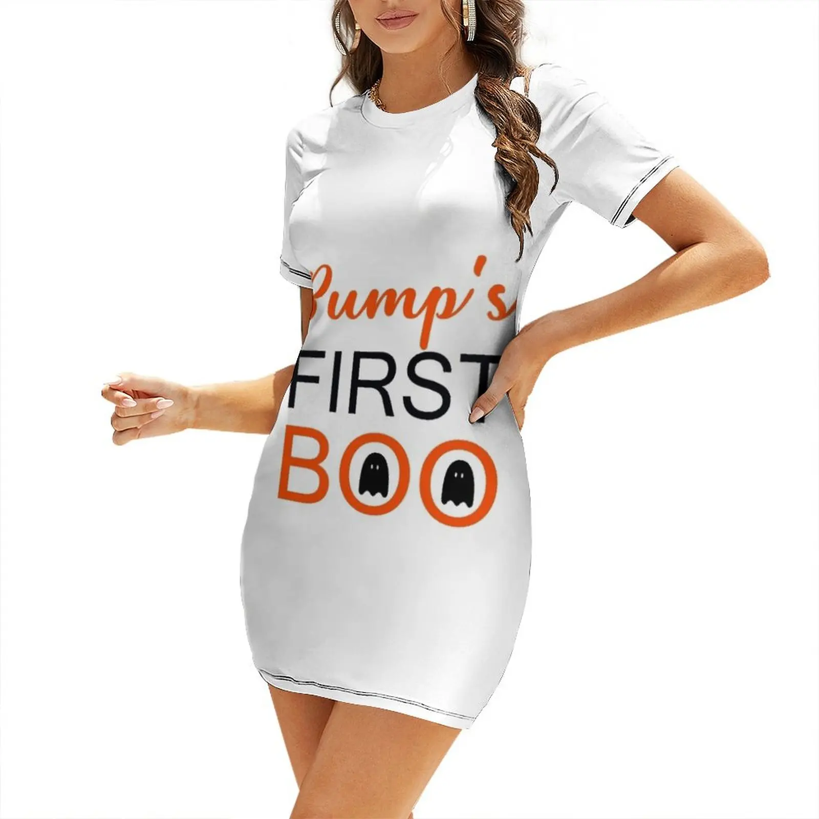 

Bump's First Boo- Halloween Pregnancy Announcement Short-Sleeved Dress clothes for woman clothes for women Female clothing Dress