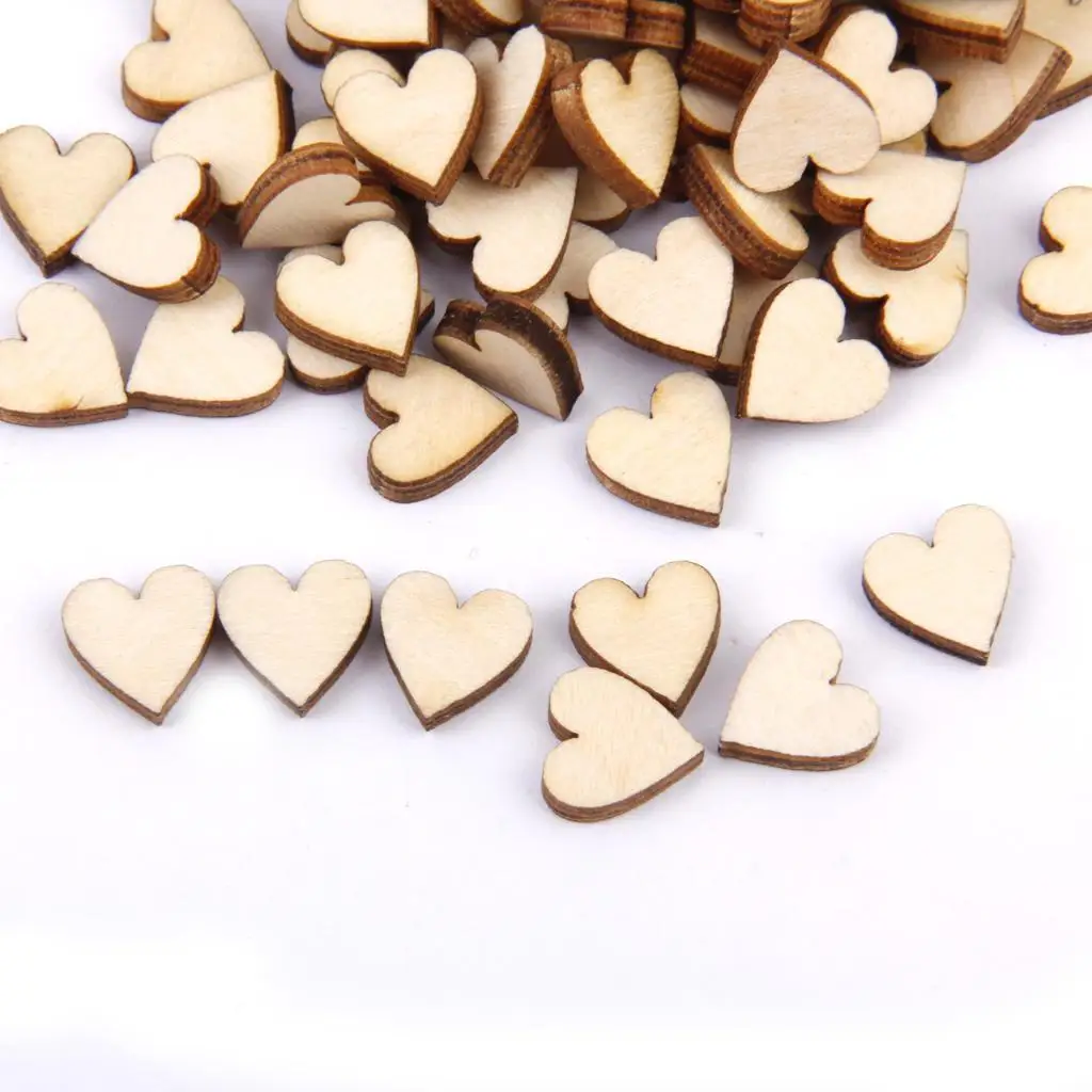 Wholesale Blank Wood Heart Embellishments Wood Heart Slices for Wedding, Valentine, DIY, Arts, Crafts, Card Making