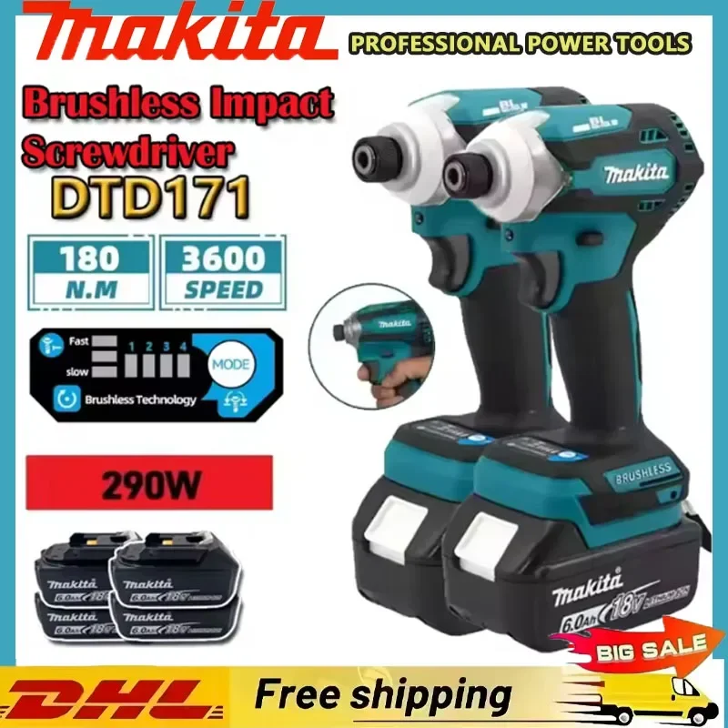 

Оригинальный ударный шуруповерт Makita DTD171, беспроводной бесщеточный электрический шуруповерт, перезаряжаемая дрель-шуруповерт Makita, электроинструмент 18 В/20 В