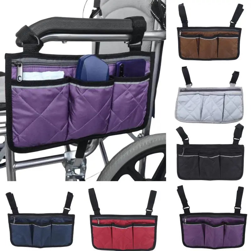 1pc Walker Electric Scooter Wheelchair Armrest Side Storage Bag Seat Armrest Storage Bag