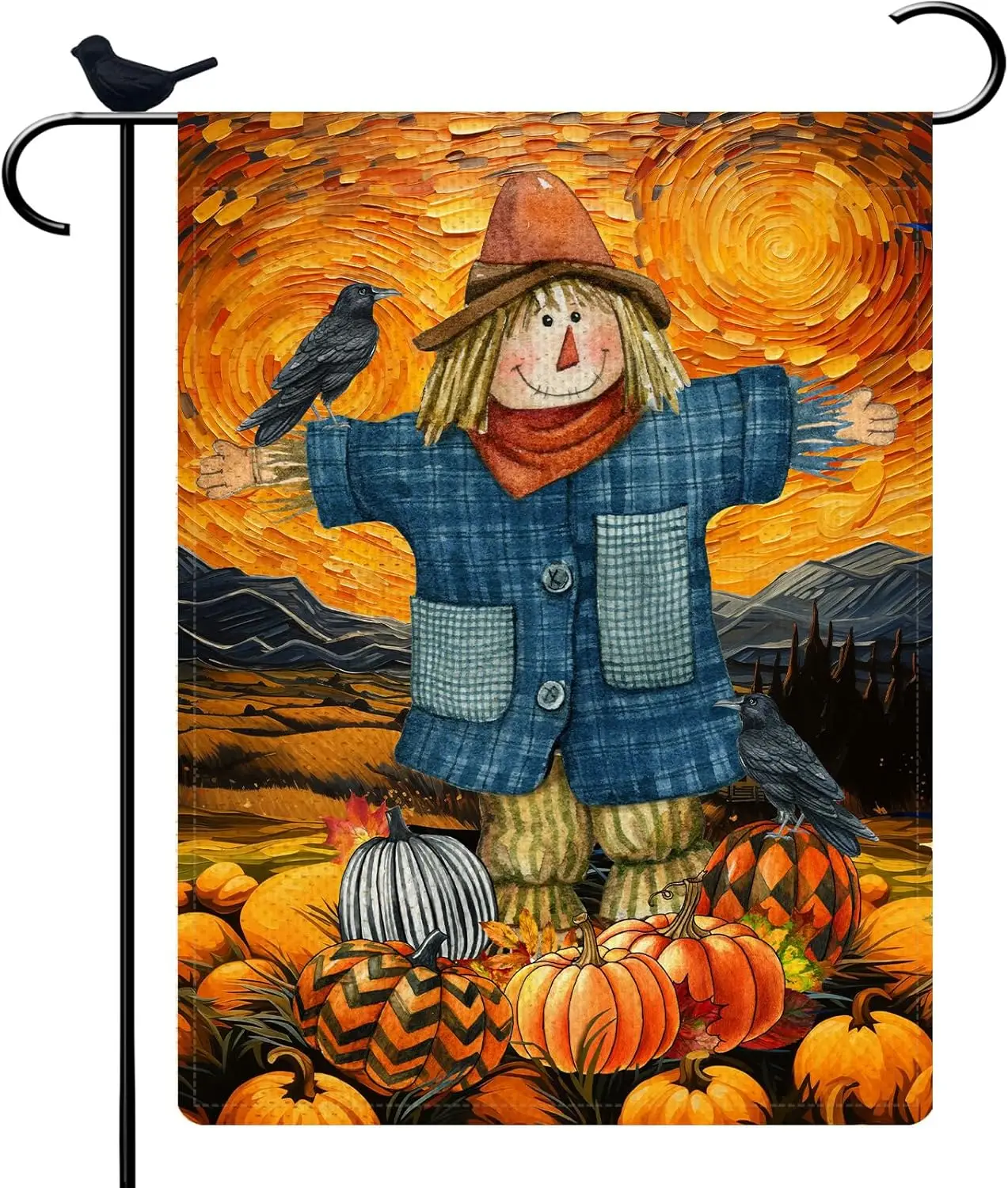 Fall Scarecrow Garden Flag Funny Small Yard Flag Seasonal Hello Fall Autumn Thanksgiving Day Pumpkin Rustic Yard Outdoor Farmhou