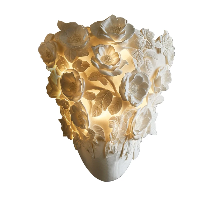 

Wall lamp carved living room bedroom background wall hotel private room aisle antique wall lamp