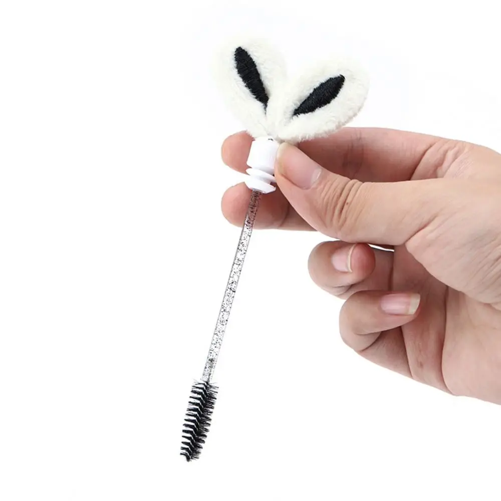 Brosse à Mascara Multicolore avec Peigne Rond et Oreilles de Lapin, Tube Créatif, Anti-Poussière, Réutilisable, Baguette à Paillettes