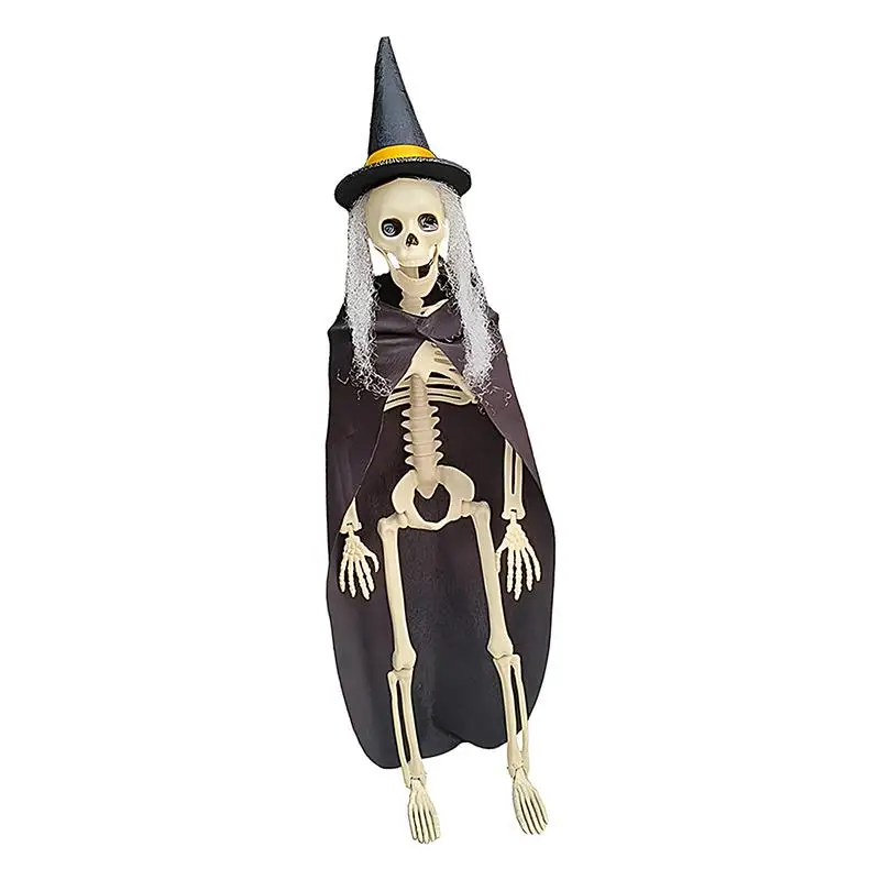 Halloween Skull Decorations Posable Halloween Decor Full Body Joint Skeleton Realisitic Creepy Skull Face Bones-Shaped Halloween